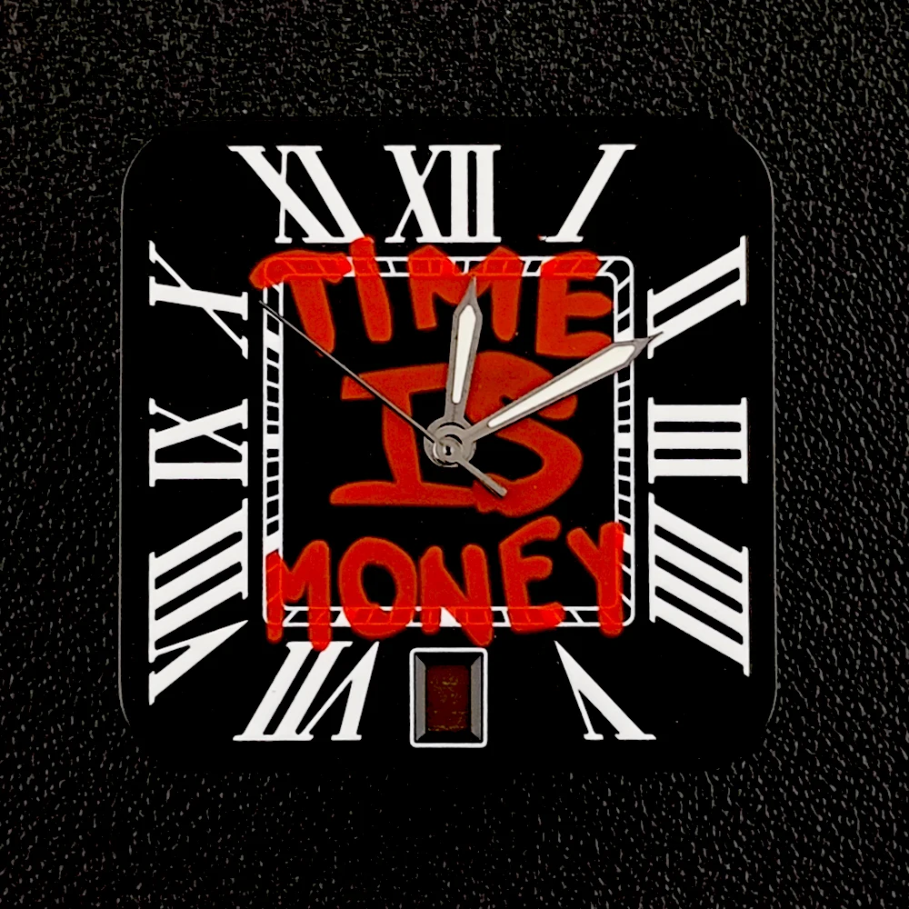 Square Dial 'Time is Money' Customized Watch Face for Premium Watch Accessories