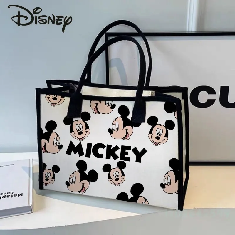 Disney Mickey 2024 New Women's Handbag Fashionable High Quality Women's Shoulder Bag Cartoon Large Capacity Girl Shopping Bag