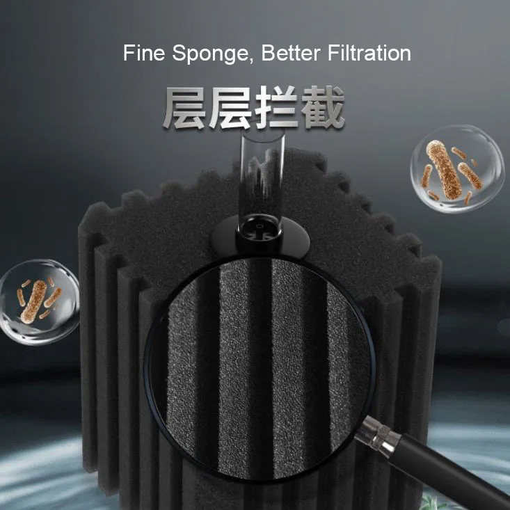 Neuer großer Bio-Schwamm filter für Aquarium Aquarium Garnelen teich Luftpumpe biochemische Filtration geräuschloser Schaum Aquarium Zubehör – Detail 14