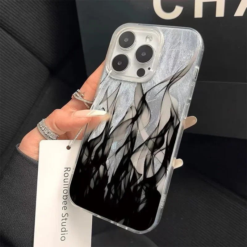 Silver Plated Fashion Fire Flame Hard Back Case Cover