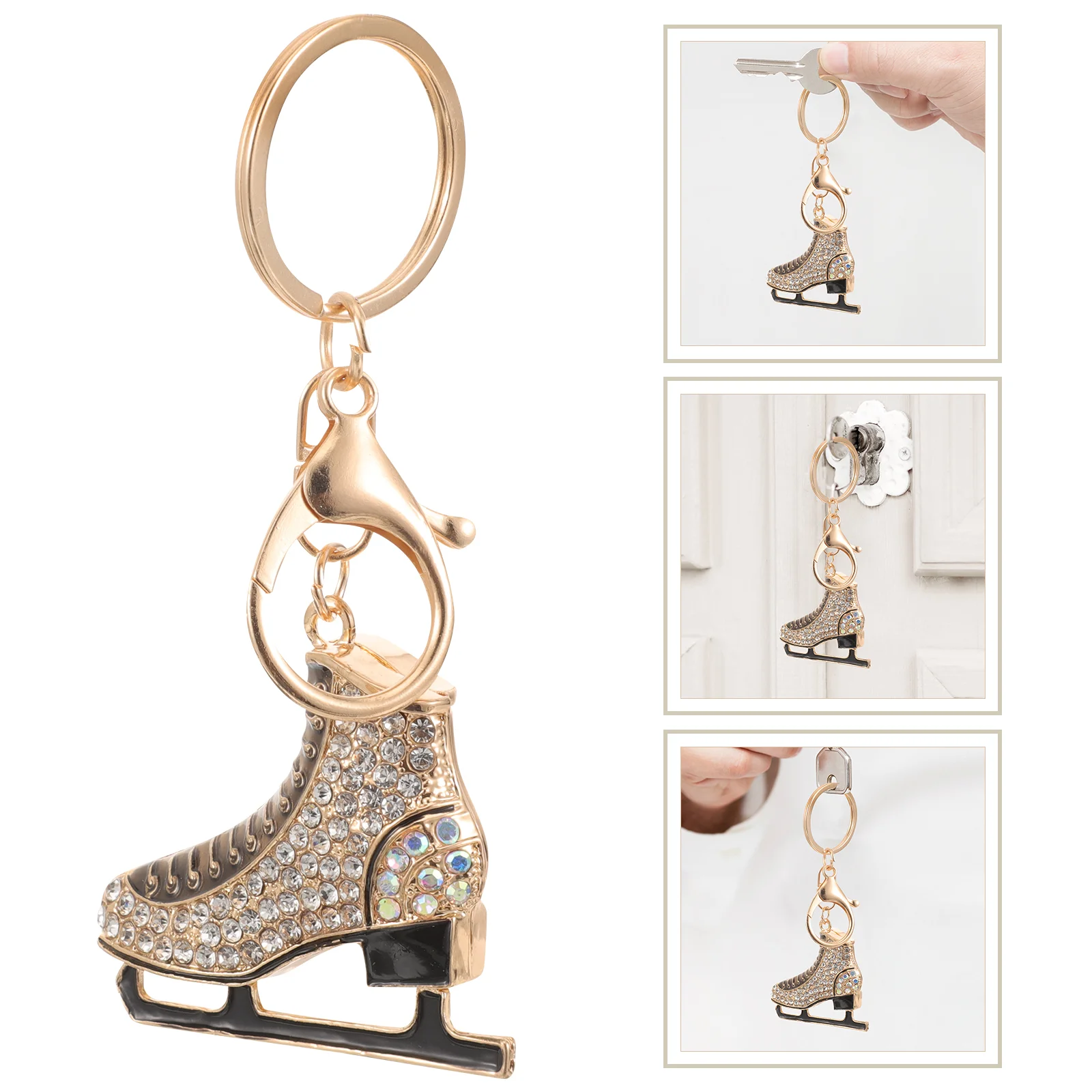 Trendy Keychains Skating Hanging Ring Pendant Tiny Presents for Women Rhinestones