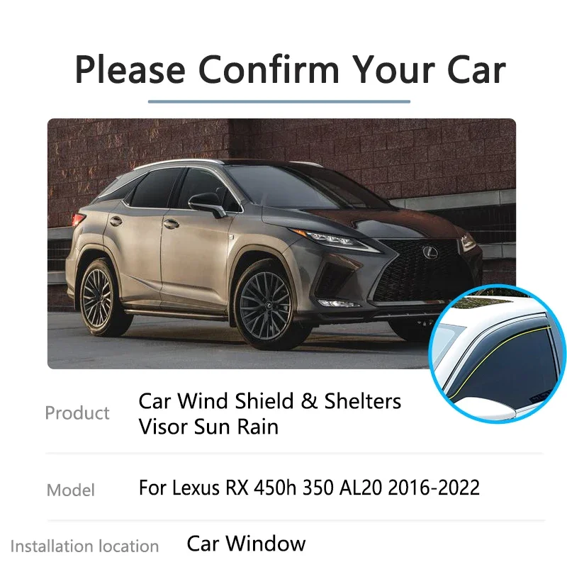 For Lexus RX 450h 350 AL20 Sun Window Visors Smoke Deflectors Guards Awning Cover Accessorie
