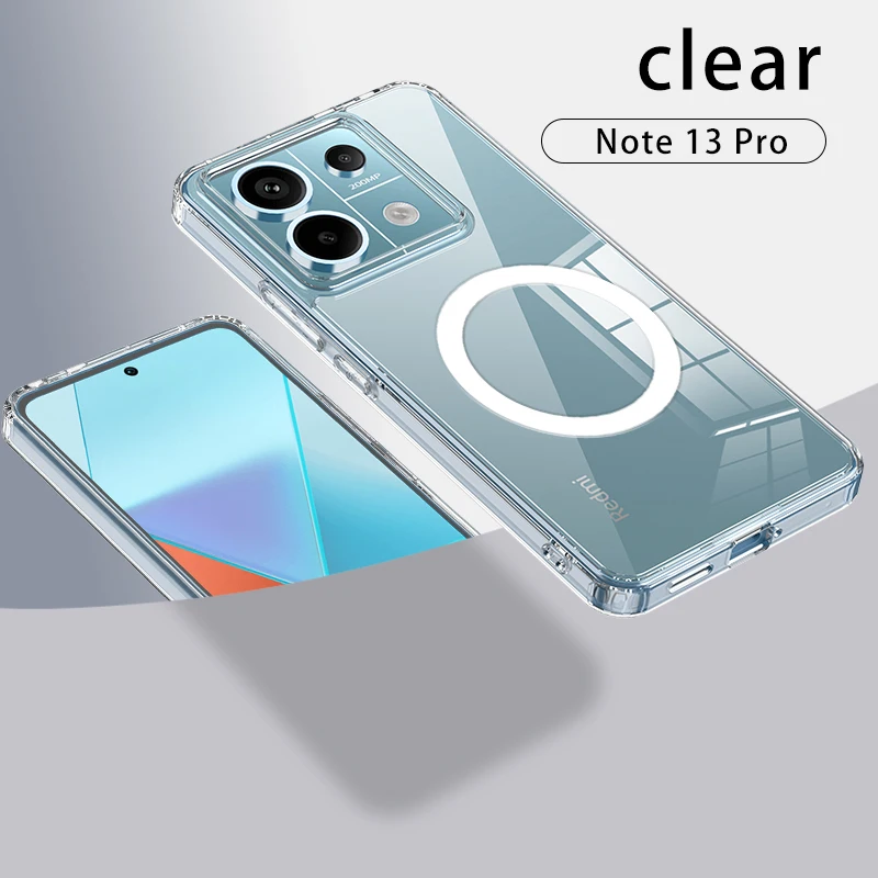 thumbnail image 1 of Original Transparent Magsafe Magnetic Case For Redmi Note 13 Pro Plus Case Shockproof Rugged Shield Case Redmi Note 13 Pro Cover, 1 of 5