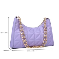 Women's Diamond Pattern Shoulder Bag PU Leather Solid Color Niche Chain Handbag Fashion Females Underarm Shopping Bag 6