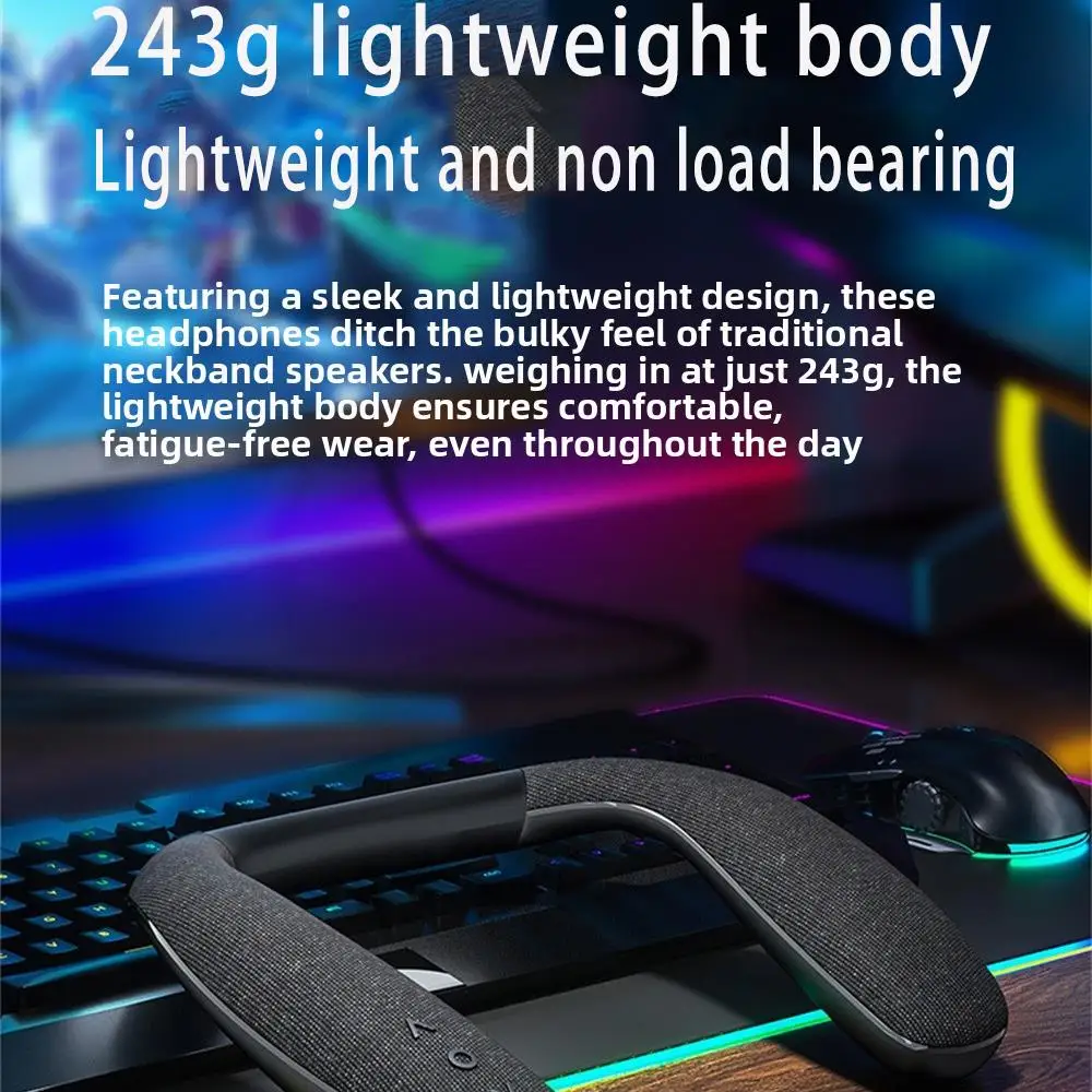 Fashion Hanging Neck Wireless Blue Tooth Speaker Wearable Subwoofer Stereo Neck Speaker With Microphone For Gaming Traveling