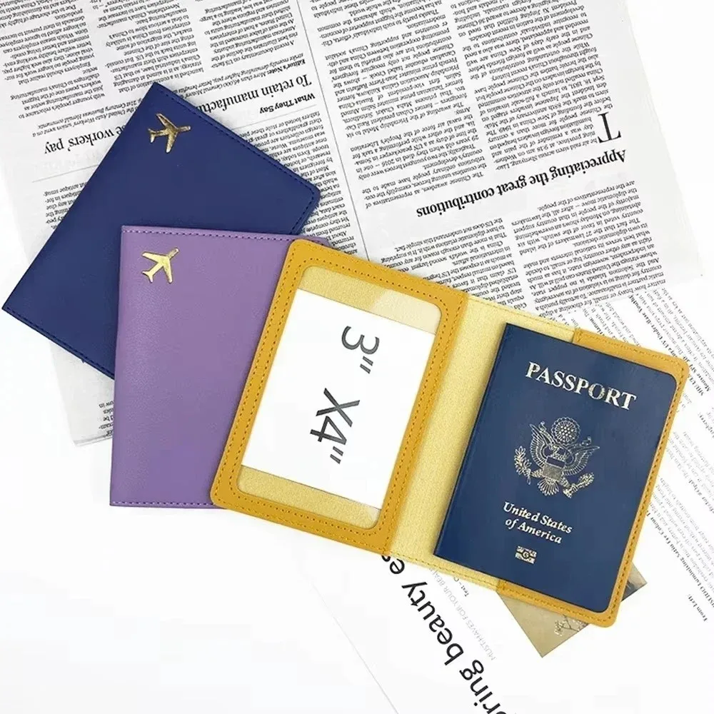 Porta Passaporto in Pelle PU Leggero e Portatile, Custodia Protettiva per Passaporto, Portafoglio Impermeabile per Carte di Credito in Tinta Unita - immagine 5