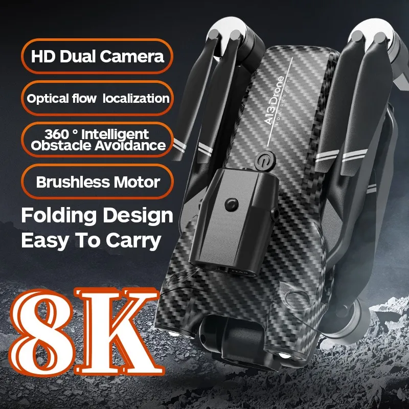 

2024 A13 Carbon Fiber 8K Drone 4K HD Camera FPV Air Pressure Altitude Hold Foldable Quadcopter Obstacle Avoidance RC Dron Toy