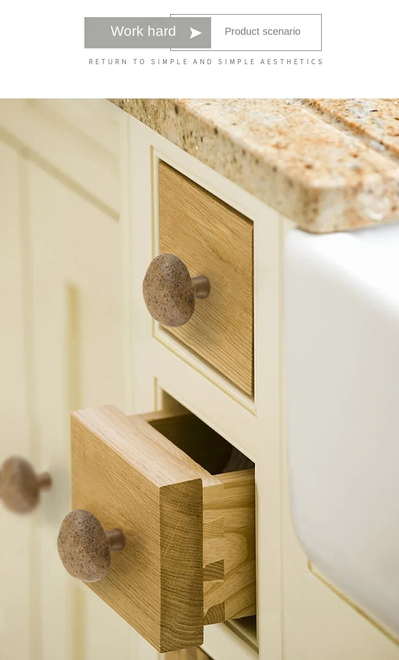 Description Picture 4 of itemNatural Stone + Zinc Alloy Door Handles Unique Kitchen Cabinet Knobs and Handles Wardrobe Furniture Handle Drawer Pulls