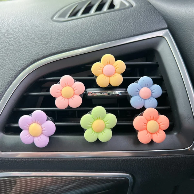 Cute Flower Aromaterapia Car Air Outlet Decorazione Profumo Clip Deodorante Colorato Flora Decor Accessori Auto