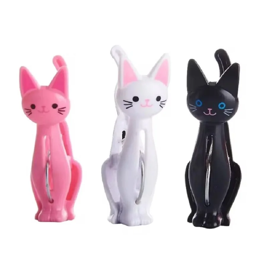 4 pezzi simpatici gatti mollette per vesti in plastica mollette per asciugamani da spiaggia per cartoni animati calze per lenzuola forcine per bucato antivento  15