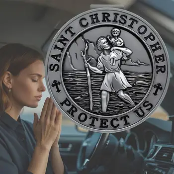 Clip per visiera St Christopher da 4 5 cm per auto in metallo Saint Christopher Talismano di sicurezza Accessori automobilistici Regalo per i conducenti