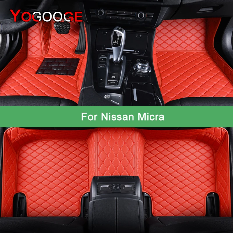 

YOGOOGE Custom Car Floor Mats For Nissan Micra 2010-2023 Auto Carpets Foot Coche Accessorie