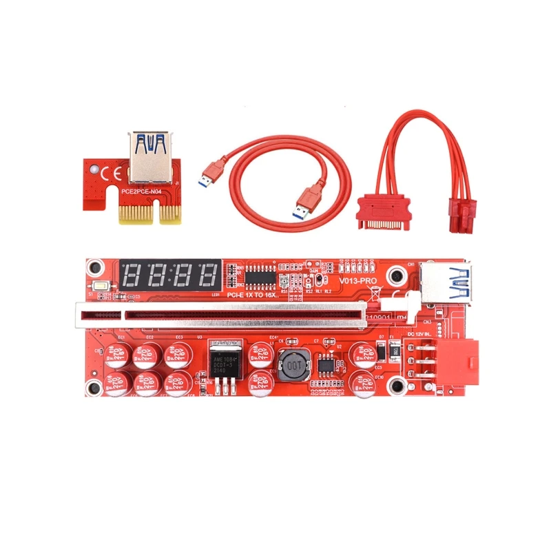 Видеокарта PCI-E Riser VER013 Pro с графическим процессором переходник 6-контактным