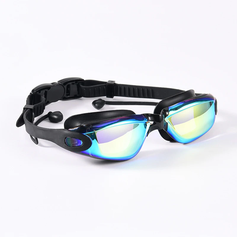 Swimming Goggles for Swim Adult Children Glasses One-piece Earplugs Electroplating Anti-fog High-definition Swimming Accessories 6