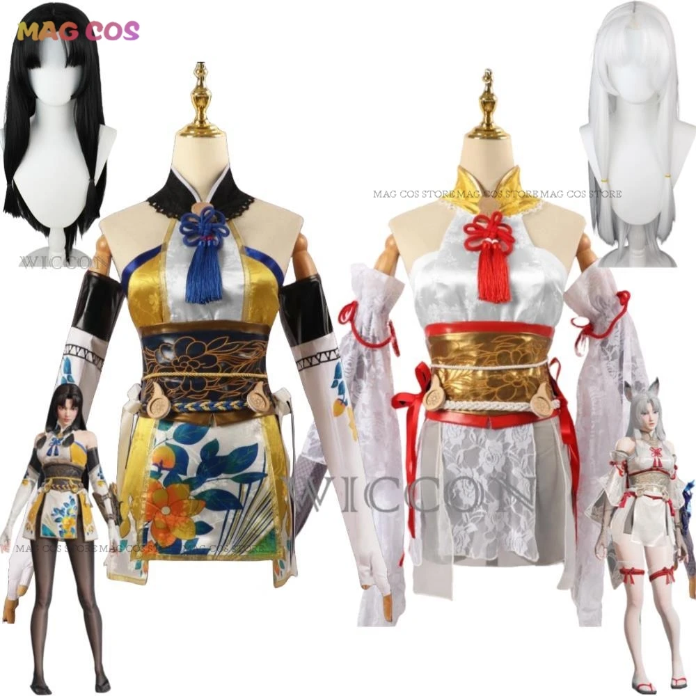 

Game Naraka Bladepoint Tsuchimikado Kurumi Hutao Hu Tao Cosplay Costume Black White Wig Anime Sexy Woman Dress Halloween Suit