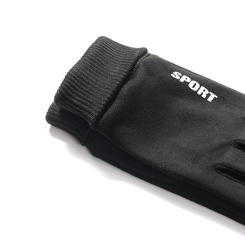 Suede Fabric Men's Gloves Soft Autumn Winter Thick Warm Male Skin-Friendly Skiing Non-Slip Cycling Elastic Touchscreen Gloves 5