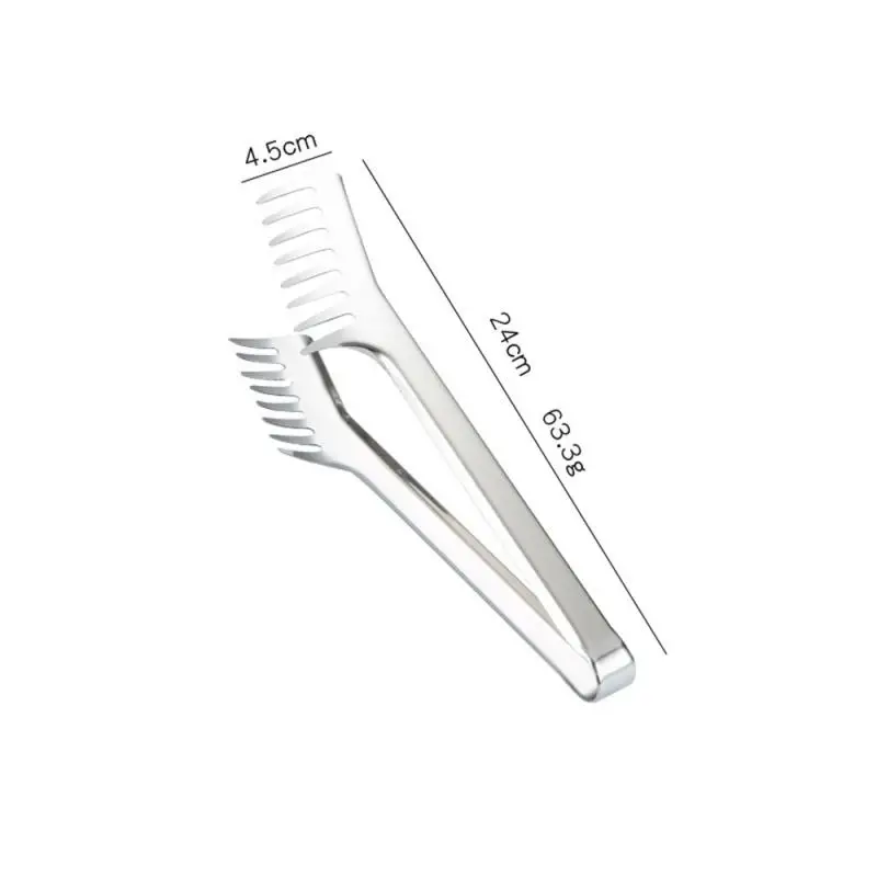 Portable Non-slip Stainless Steel Food Grade Kitchen Clip Deepen Jagged Noodle Clip Extended Handle Comb Bbq Tongs