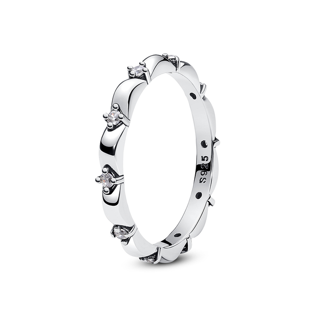 925 Sterling Silver Rings For Women Original Crown Love Heart Wishbone Engagement Wedding Rose Gold Crystal Ring Luxury Jewelry