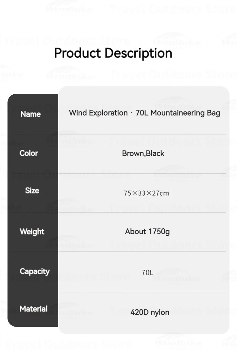 Outdoor Backpack 70+5L Large Capacity Trekking Bag Backpack 420D Nylon Camping Hiking Travel Backpack With Rain Cover 18 S523873bcc15d4eb6a915dff079f599722