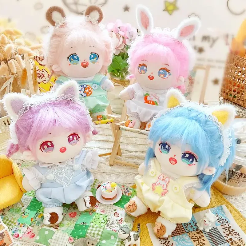 

20cm Doll Clothes Overall headband pants Coat Cotton Stuffed Dolls Lovely Outfit Changing Dressing Game Playing House Gift
