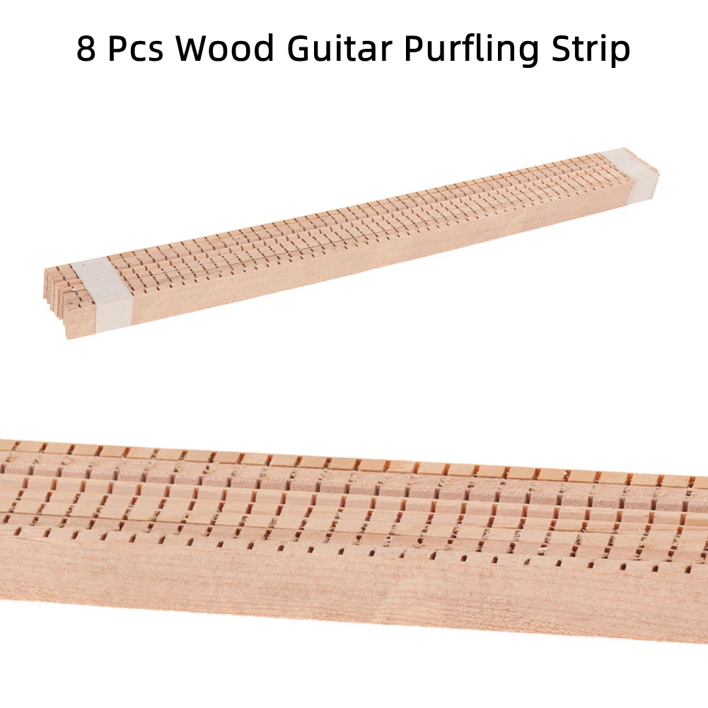 8-teiliges Set Gitarren-Binding- und Purfling-Streifen, DIY Gitarren-Einlage-Streifen aus Holz – Detail 1