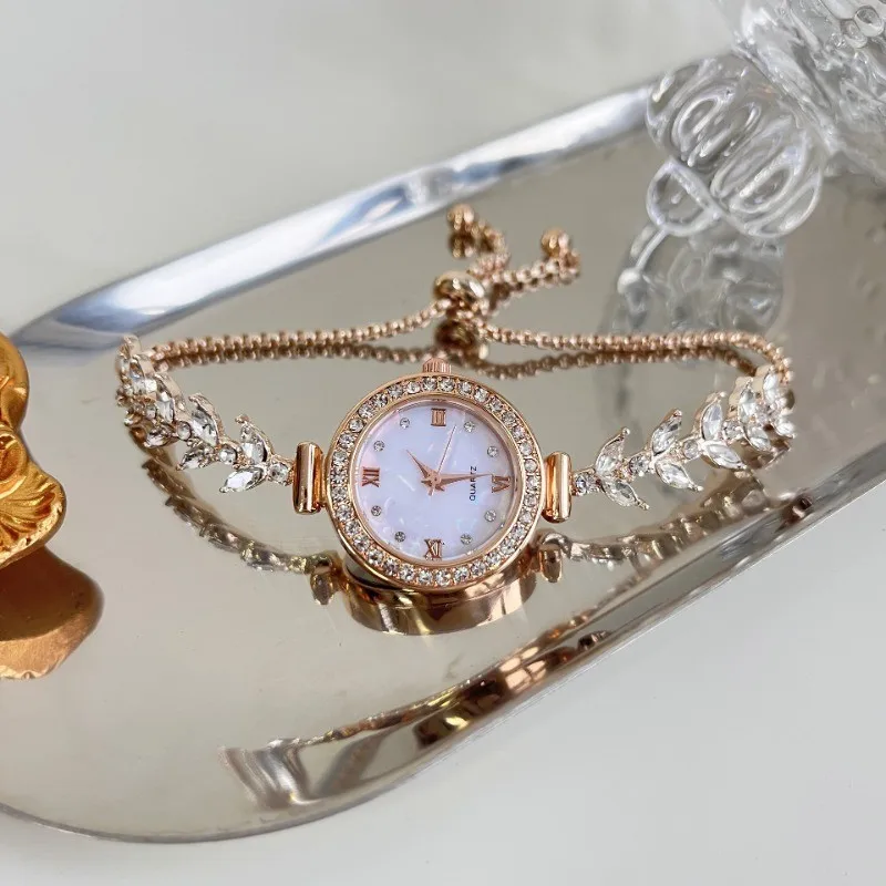 Luxury Mermaid Light Women Watch Diamond Adjustable Bracelet Quartz Movement