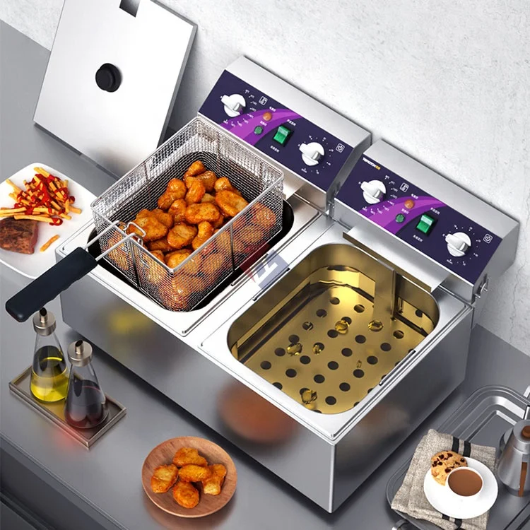 Double Tanks Double Baskets Commercial Chicken Fryer Electric Deep Fryers