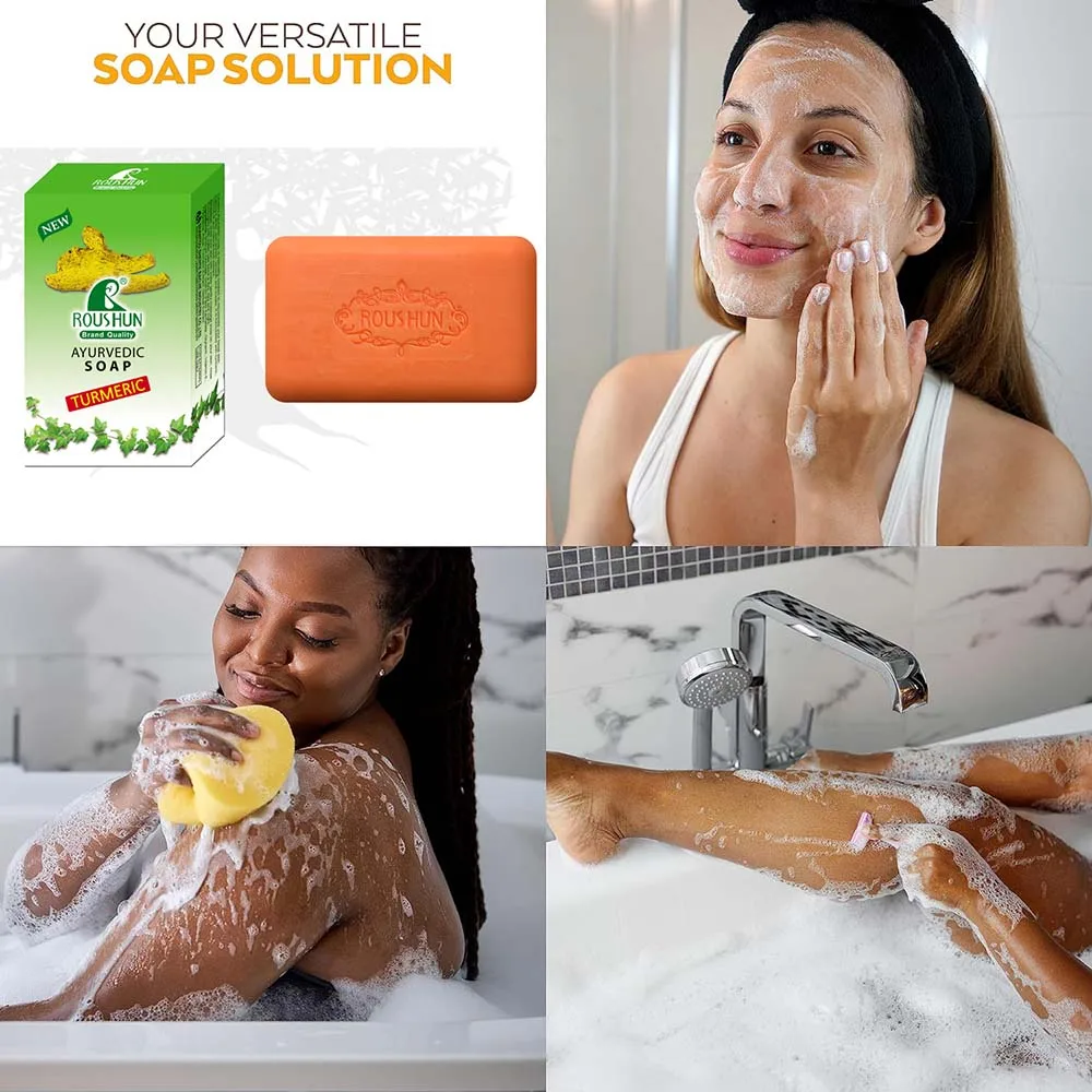 3Pcs Turmeric Soap Face Cleansing Anti Acne Whitening Skin Lightening Face Remove Pimples Dark Spots Lightening Handmade Soap 5