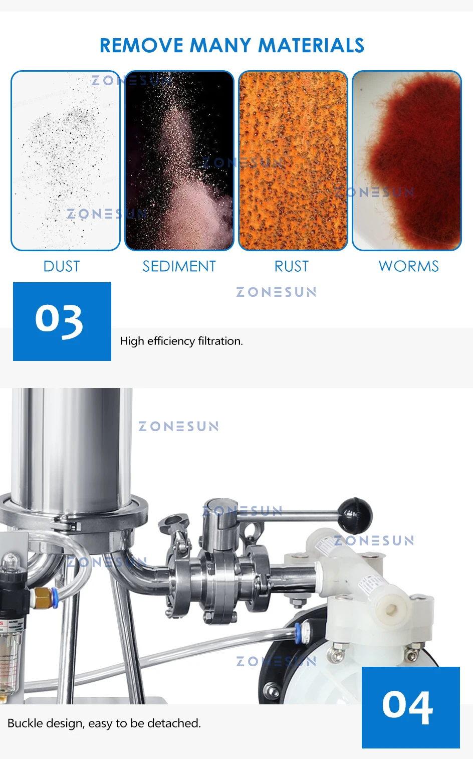 ZONESUN ZS-PF2 Perfume Filter Water Wine Purifier Filtration System Fragrance Producing Front End Diaphragm Pump Explosion-proof