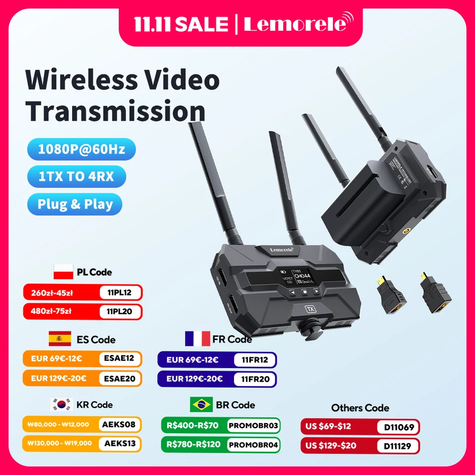 値下げしました！Lemorele WIRELESS VIDEO EXTENDER Lemorele-ワイヤレスHDMIトランスミッターおよびレシーバー,5.8GHz