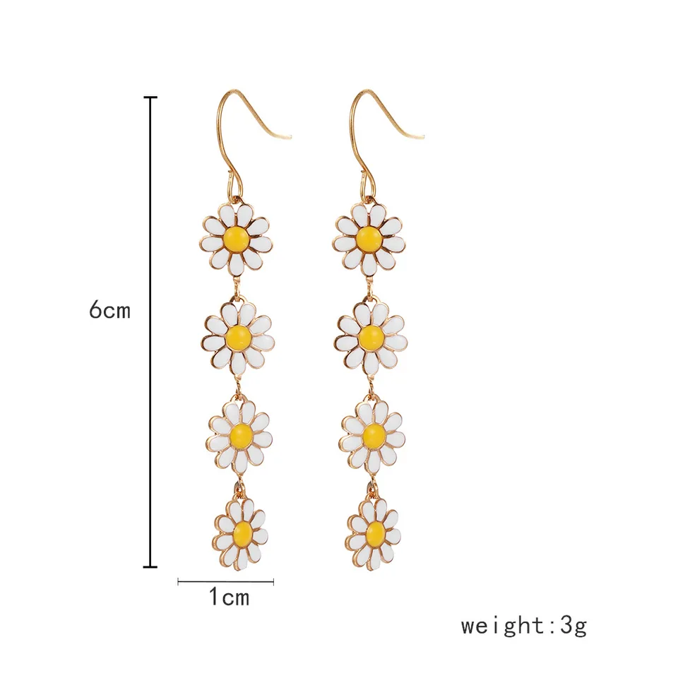Sweet Daisy Flower Drop Earrings - Long Floral Dangle Jewelry For Women