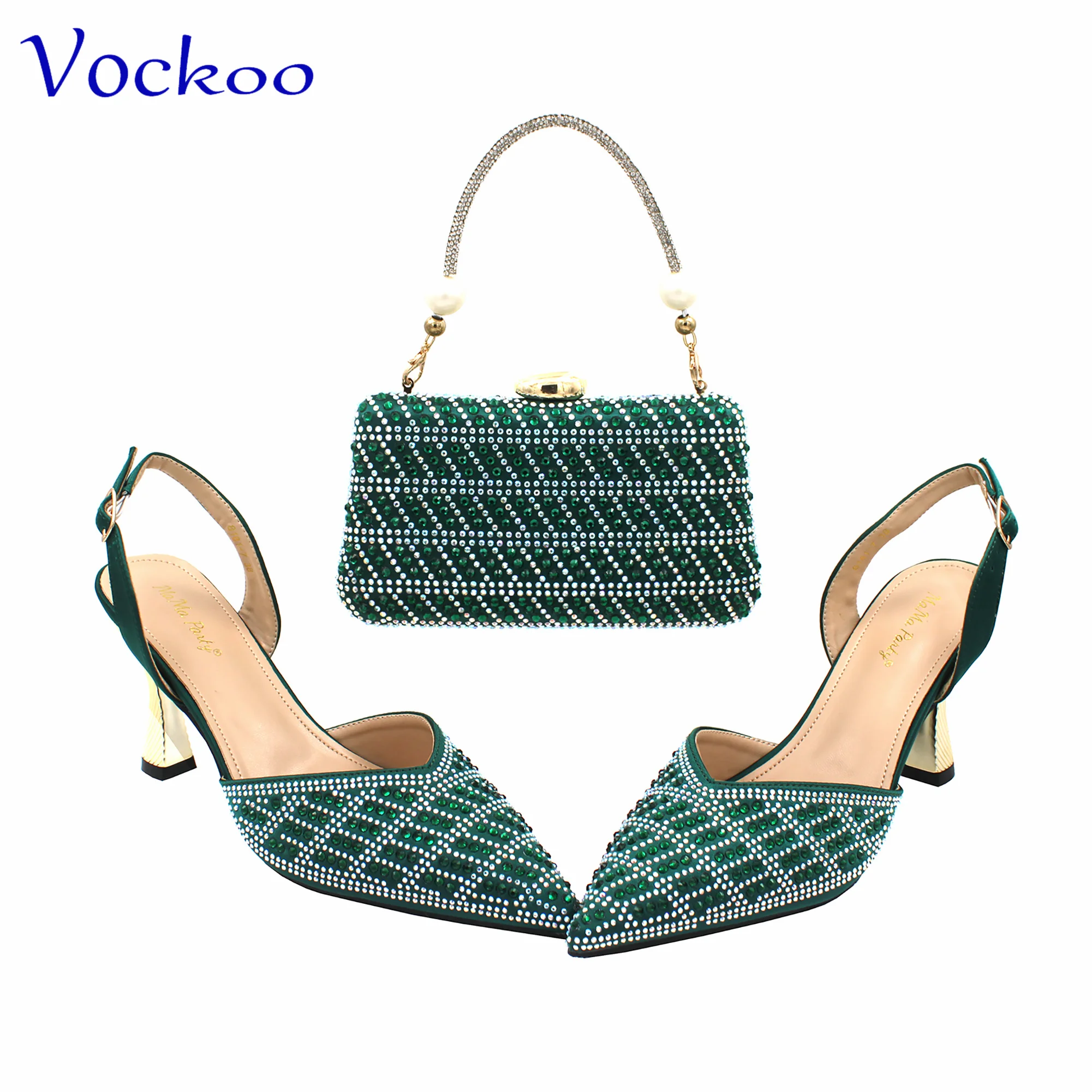 

Green 2024 Newest Italian Design Nigerian Shoes and Bag to Match INS Hot Sale Super High Heels Mature Ladies Pumps for Wedding