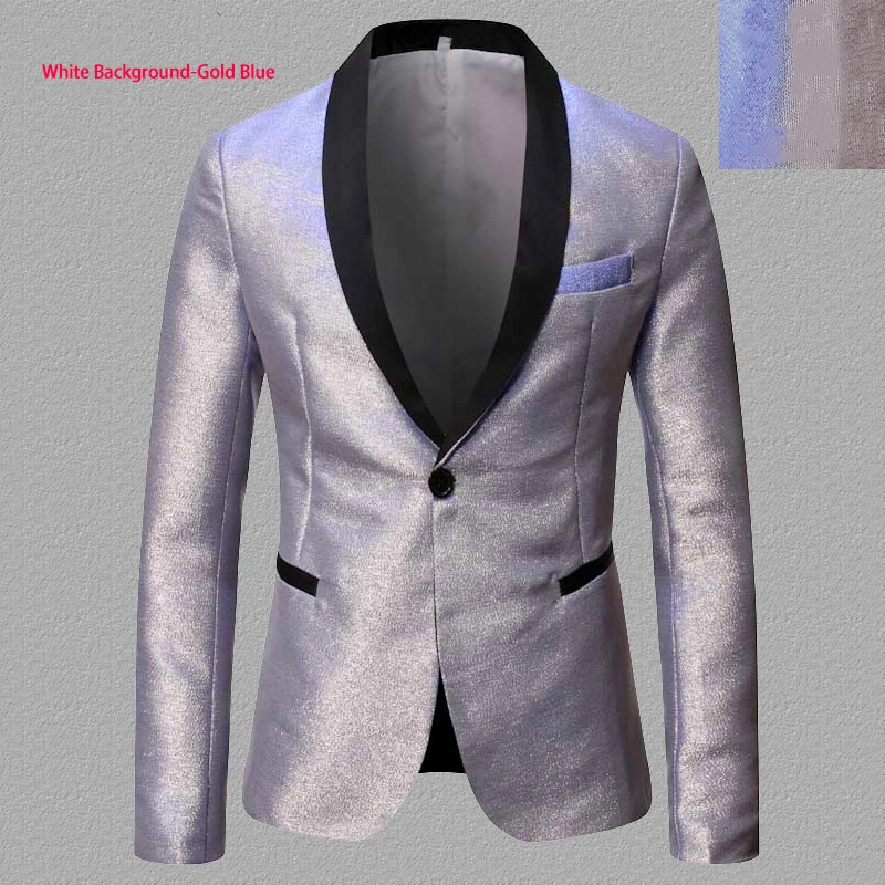 Autumn New Color Change Gold Blazer for Men,Male Singer Casual Performance Jackets,Slim Best Man Dress Shining Stage Dress