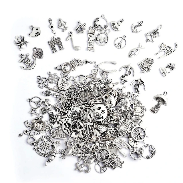 50pcs Metal Mixed Charms DIY Vintage Bracelet Pendant Neacklace Accessories  For Jewelry Making Findings Cheap Charms Bulk Small Business Supplies