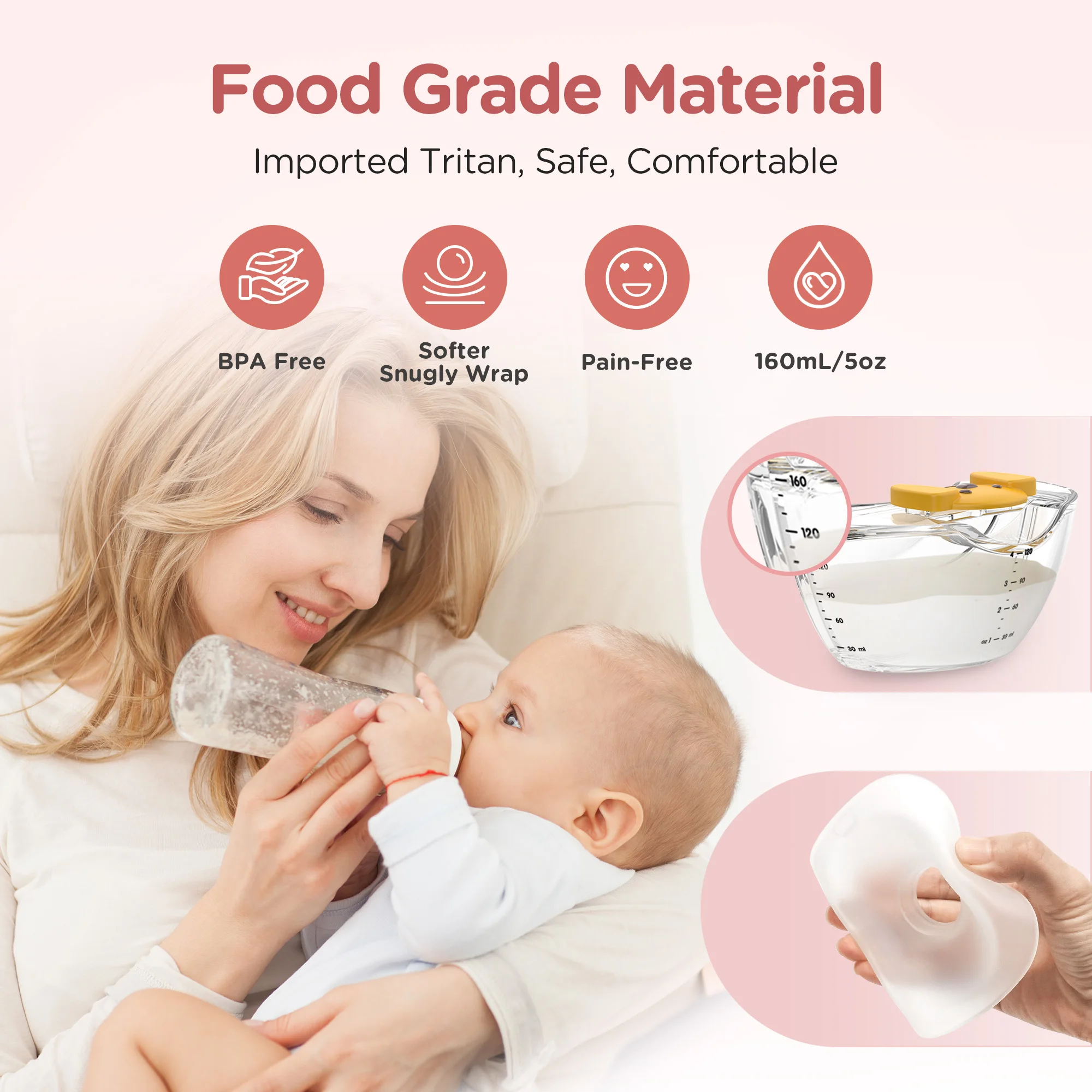 Hands Free Breast Pump Electric Wearable Breast Pump 3 Modes & 12 Levels Portable Wireless Breast Pump Low Noise Breastfeeding 5