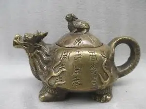 

Chinese Old China's old copper manual sculpture dragon turtle mother and child the teapot decoration bronze factory outlets