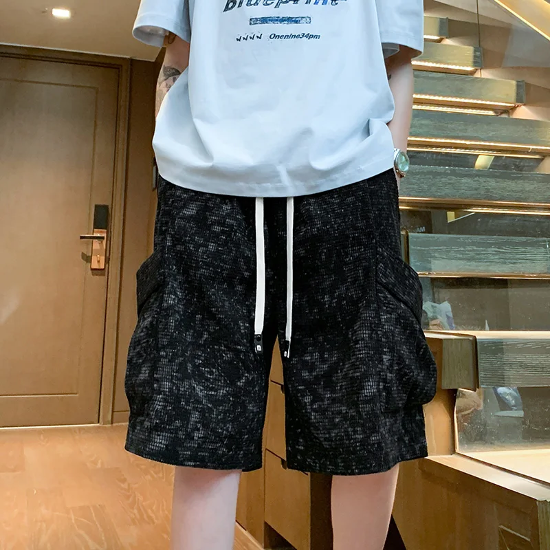 

Summer Pocket Shorts Men Fashion Retro Tie Dyed Shorts Men Streetwear Hip-hop Loose Cargo Shorts Mens Casual Shorts M-3XL