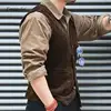 2024 Spring and Autumn Retro Corduroy Workwear Vest Pocket Splicing Solid Color Single Breasted British Coat Men's 3