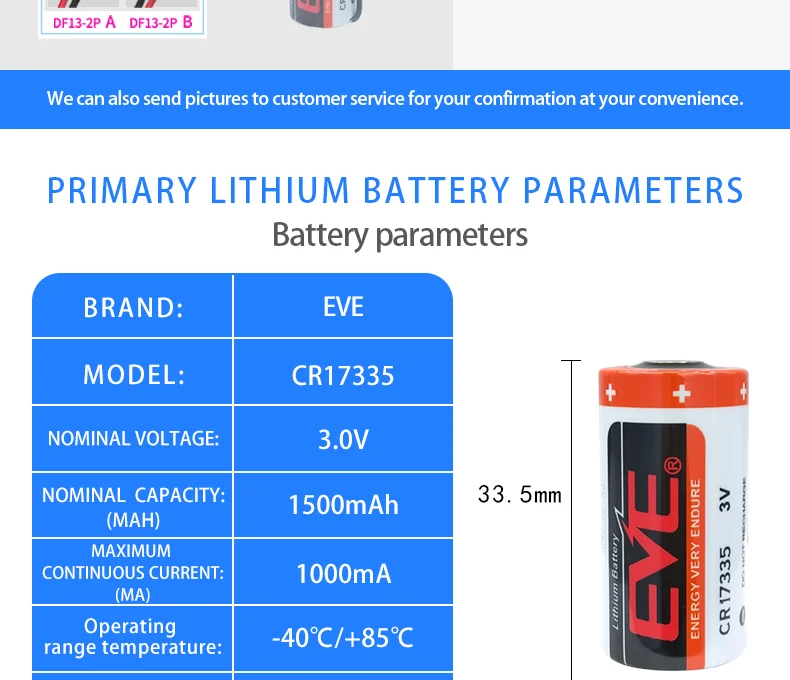 EVE CR17335 3V NonRechargeable Lithium Battery For PLC CNC, 59 OFF