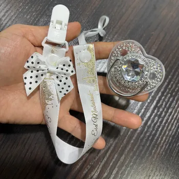 Ciuccio e Portaciuccio Dorati Scintillanti per Neonati - Prodotti per la Cura del Neonato - Design Unico e Luminoso, un Regalo Rilassante