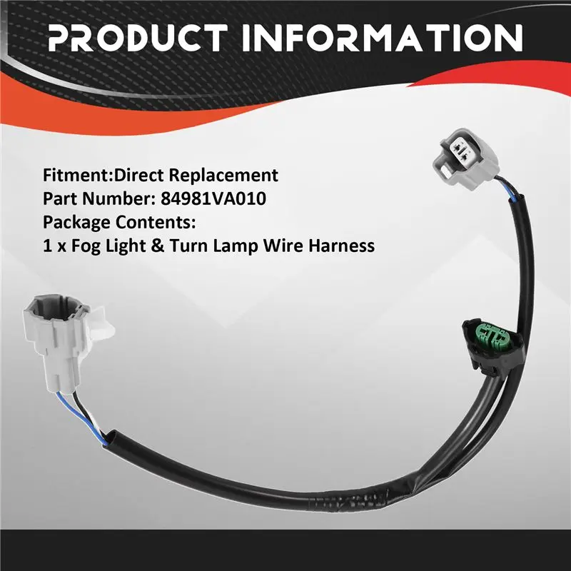 N26R-NEW 프론트 포그 라이트 및 턴 램프 와이어 하네스 84981VA010 For Subaru WRX 2015-2021