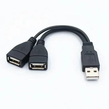 1 Male Plug To 2 Female Socket USB 2.0 Extension Line Data Cable Power Adapter Converter Splitter USB 2.0 Cable 15/30cm 1
