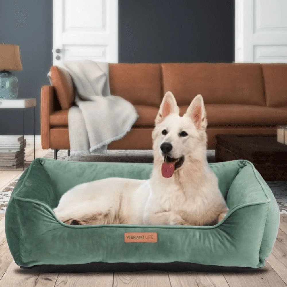 

Pet Bed for Dog Large Faux Velvet Box Dog Bed Mat for Dogs Houses and Habitats Cushion Supplies Things Mattress Products Home