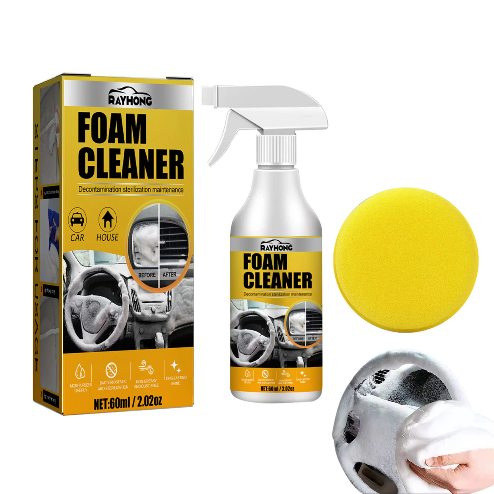 Multipurpose Foam Clean Spray Car Foam Cleaner 60ml Stain Removal Kits