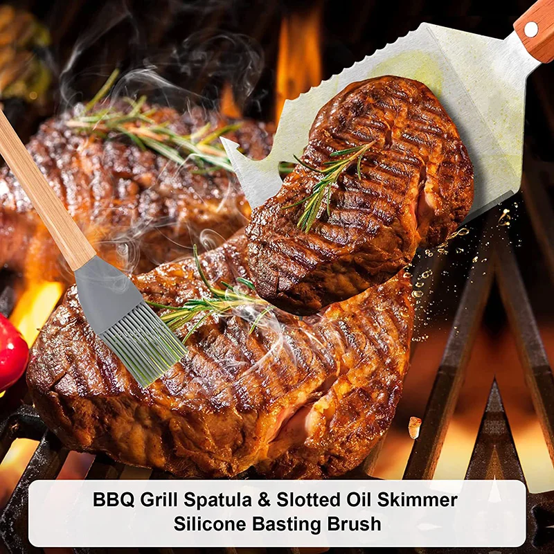 BBQ Grill Accessories for Grill, 5 in 1, Spatula, Tools for Outdoor Grill,44 cm Long, Barbecue Utensils Dad Gifts