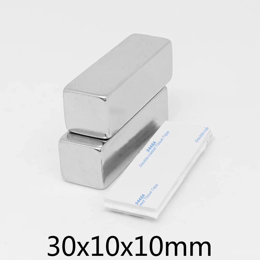 1/2/5/10/15/20 Pz 30X10X10Mm Blocco Magnete Al Neodimio Terre Rare Con 3M Autoadesivo 30X10X10 Magnete Permanente Forte 30*10*10