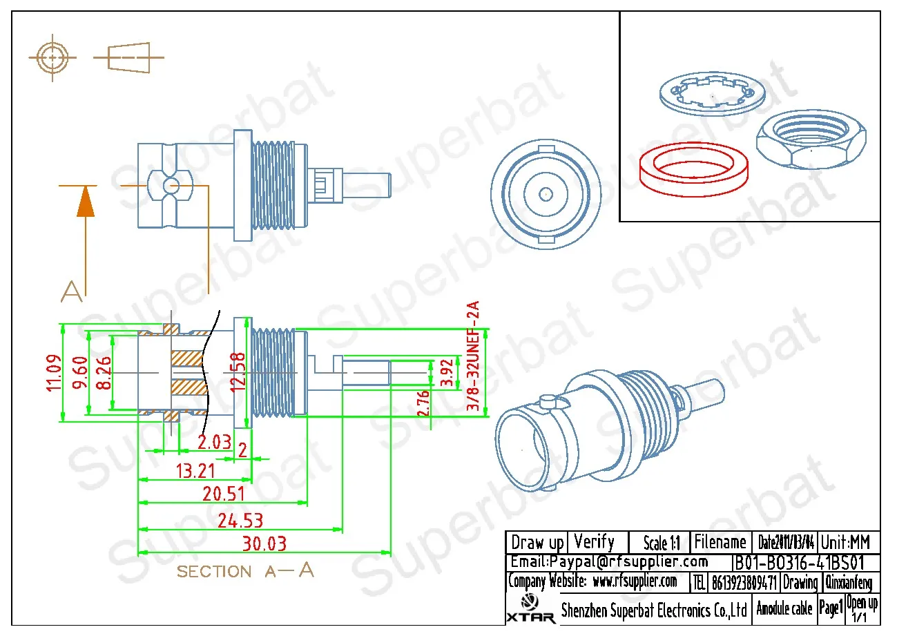 BNC Crimp Female RF Coaxial Connectors for RG58 Cables