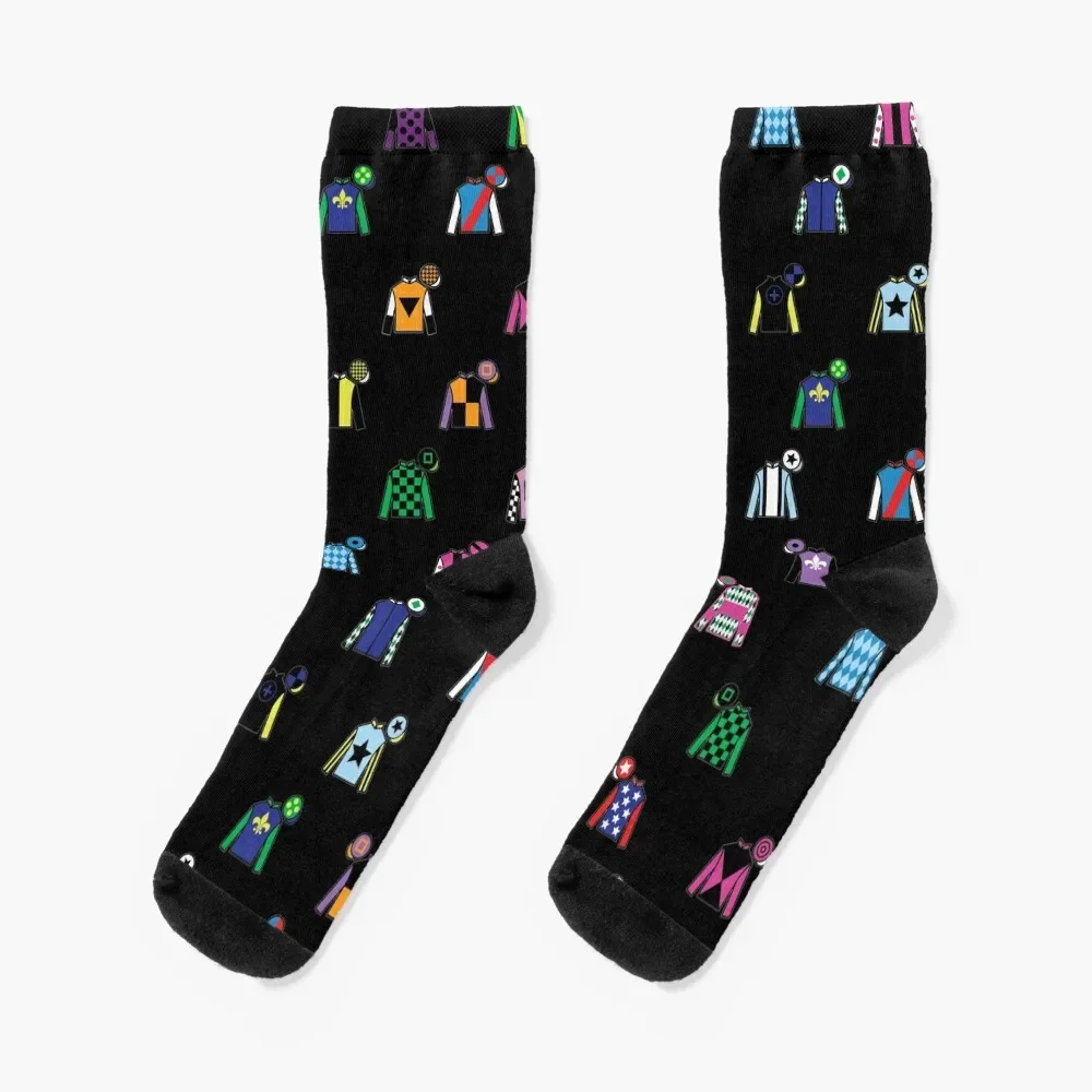 

Horse Racing Jockey Silk Print Black Socks new year gifts christmas stocking Men's Socks Luxury Women's