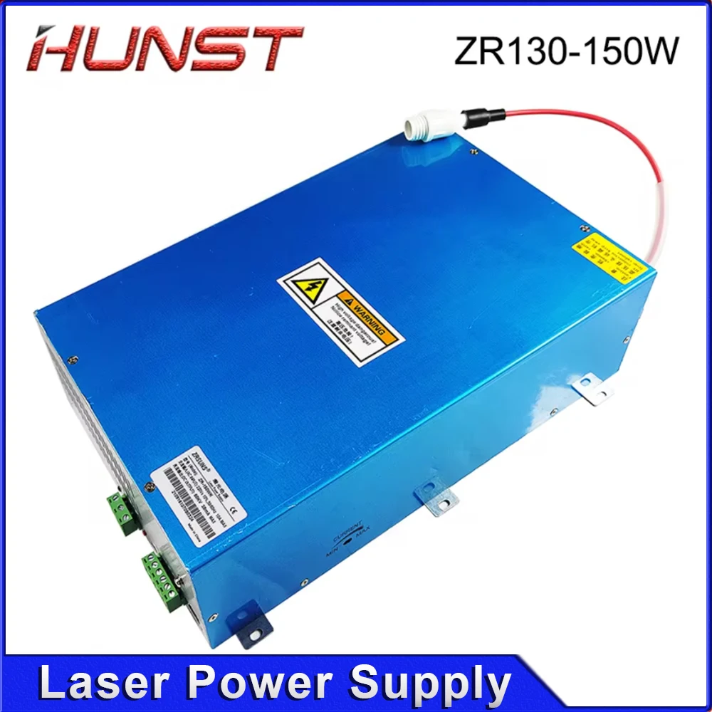 مصدر طاقة ليزر HUNST ZR130W 150W لأنبوب ليزر زجاجي CO2 بقوة 130 واط و150 واط لآلات النقش والقطع مع ضمان لمدة عامين.