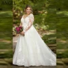 ANGEL Long Sleeves Plus Size Wedding Dress Floral Lace A-Line Elegant Organza vestido de novias 2024 Bridal Custom Made Civil 1